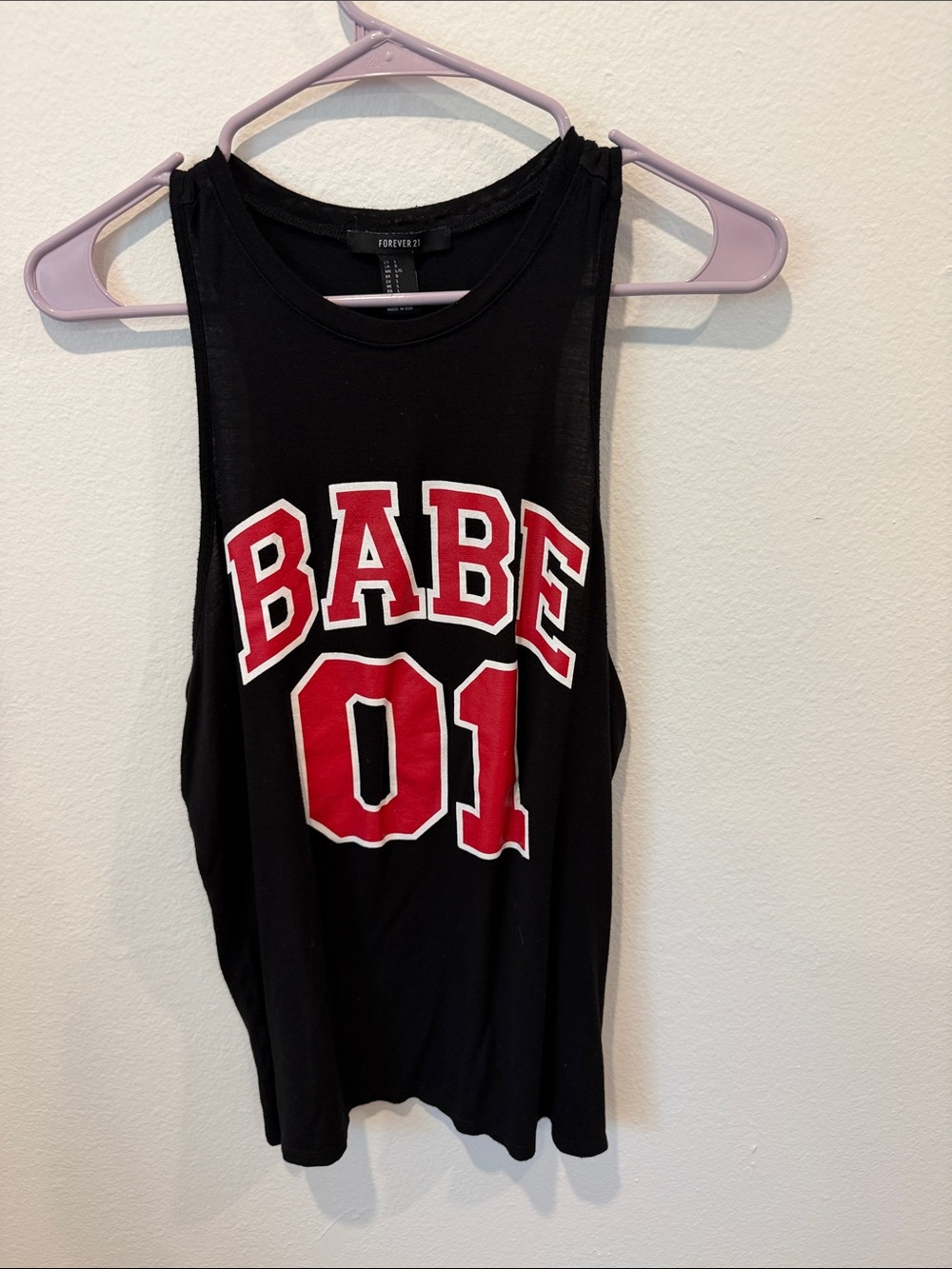 Forever 21 Black Tank Top with Red BABE 01 Graphic